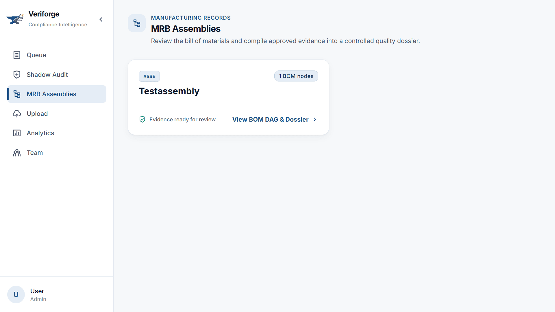 Manufacturing record book assembly in Veriforge.